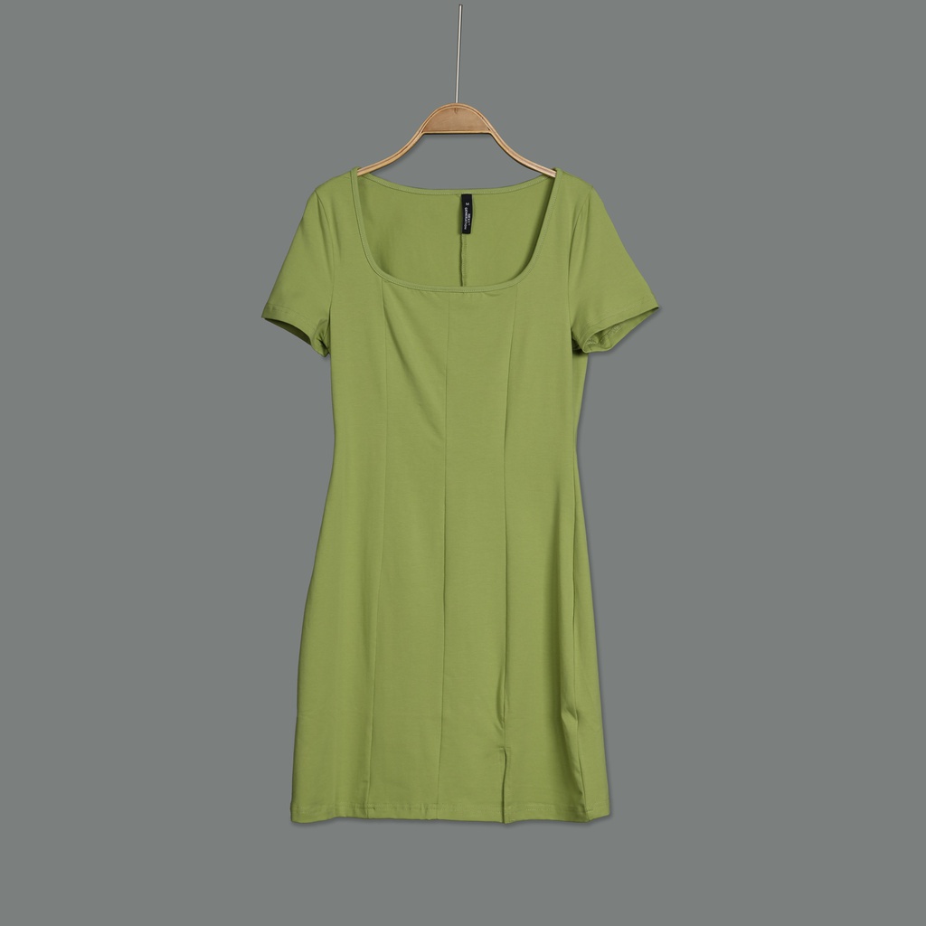 XL213203 Fitted Scoop Neck Midi Dress