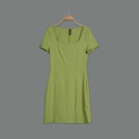 XL213203 Fitted Scoop Neck Midi Dress