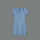 XL213203 Fitted Scoop Neck Midi Dress