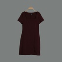 XL213203 Fitted Scoop Neck Midi Dress