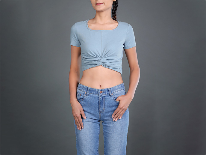 GH23364 Square Neck Crop Top Lady
