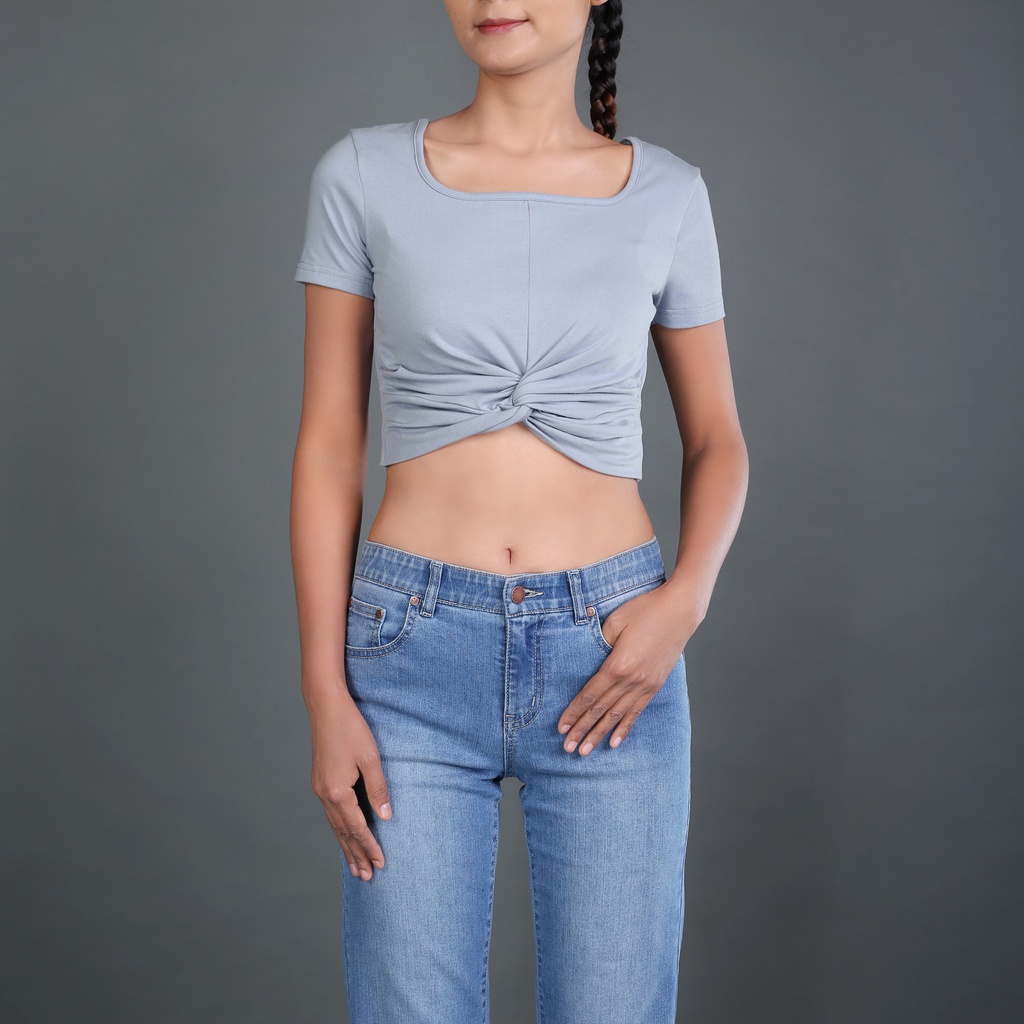 GH23364 Square Neck Crop Top Lady