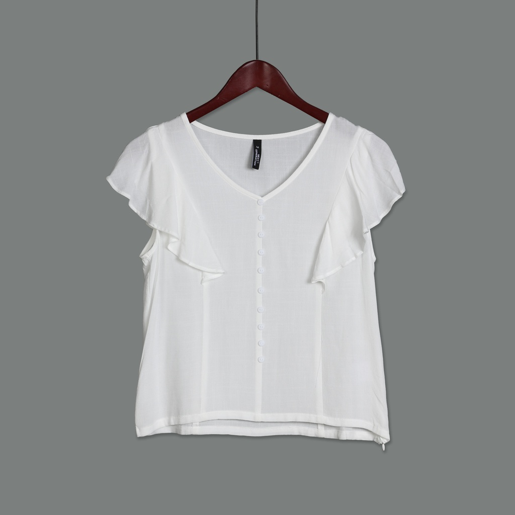 XH213259 Botton Down V-Neck Top Women