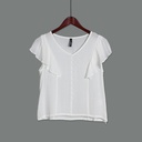 XH213259 Botton Down V-Neck Top Women
