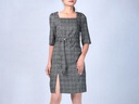 XL213402 Plaid Square Neck Dress Lady