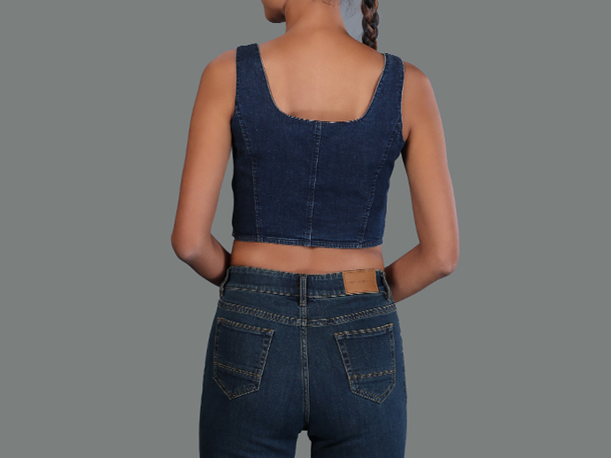 GH33328 Denim Crop Top Lady