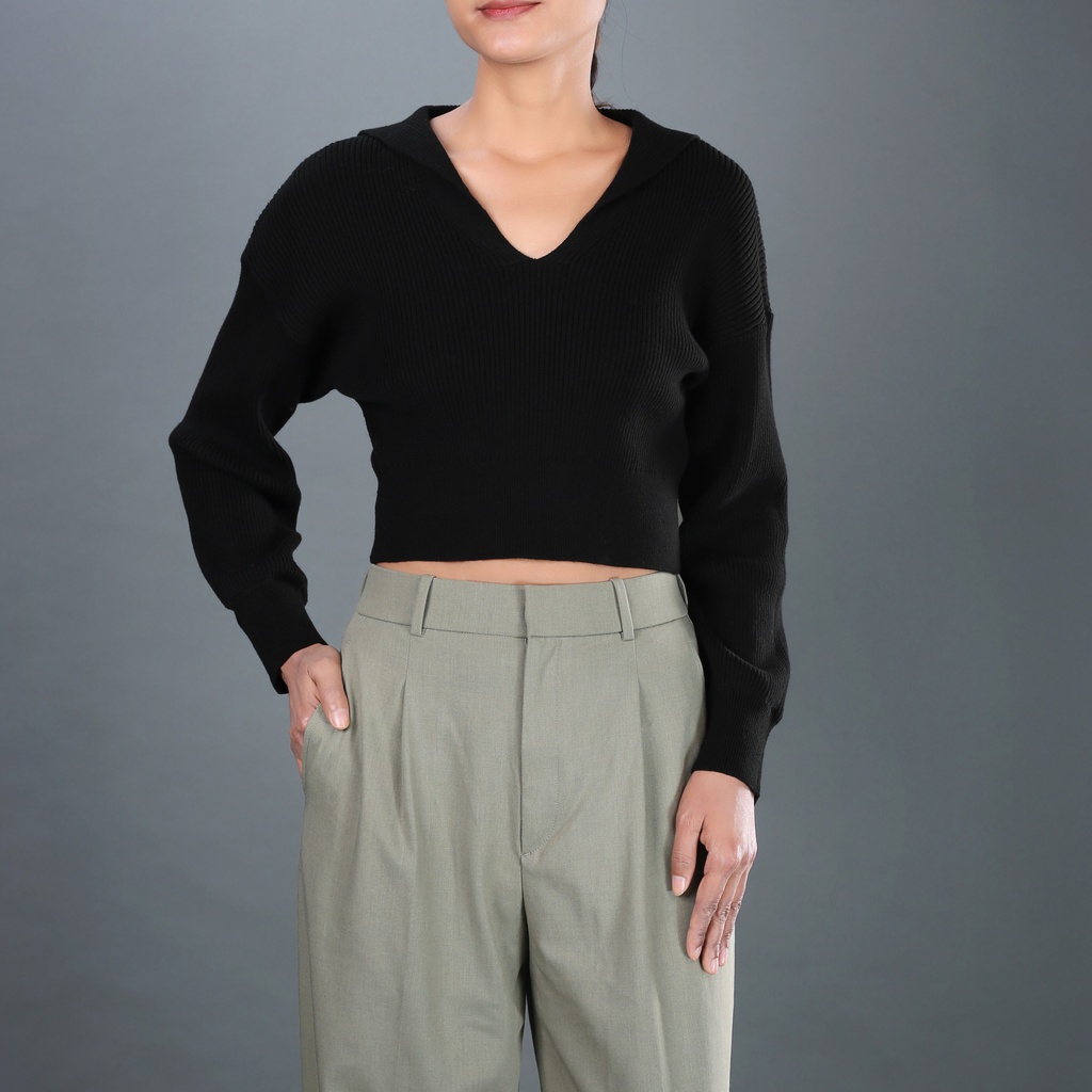 GH13360 Knit Ribbed Polo Sweater