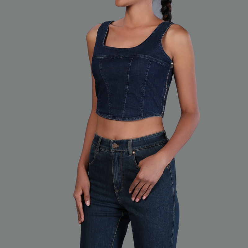 GH33328 Denim Crop Top Lady
